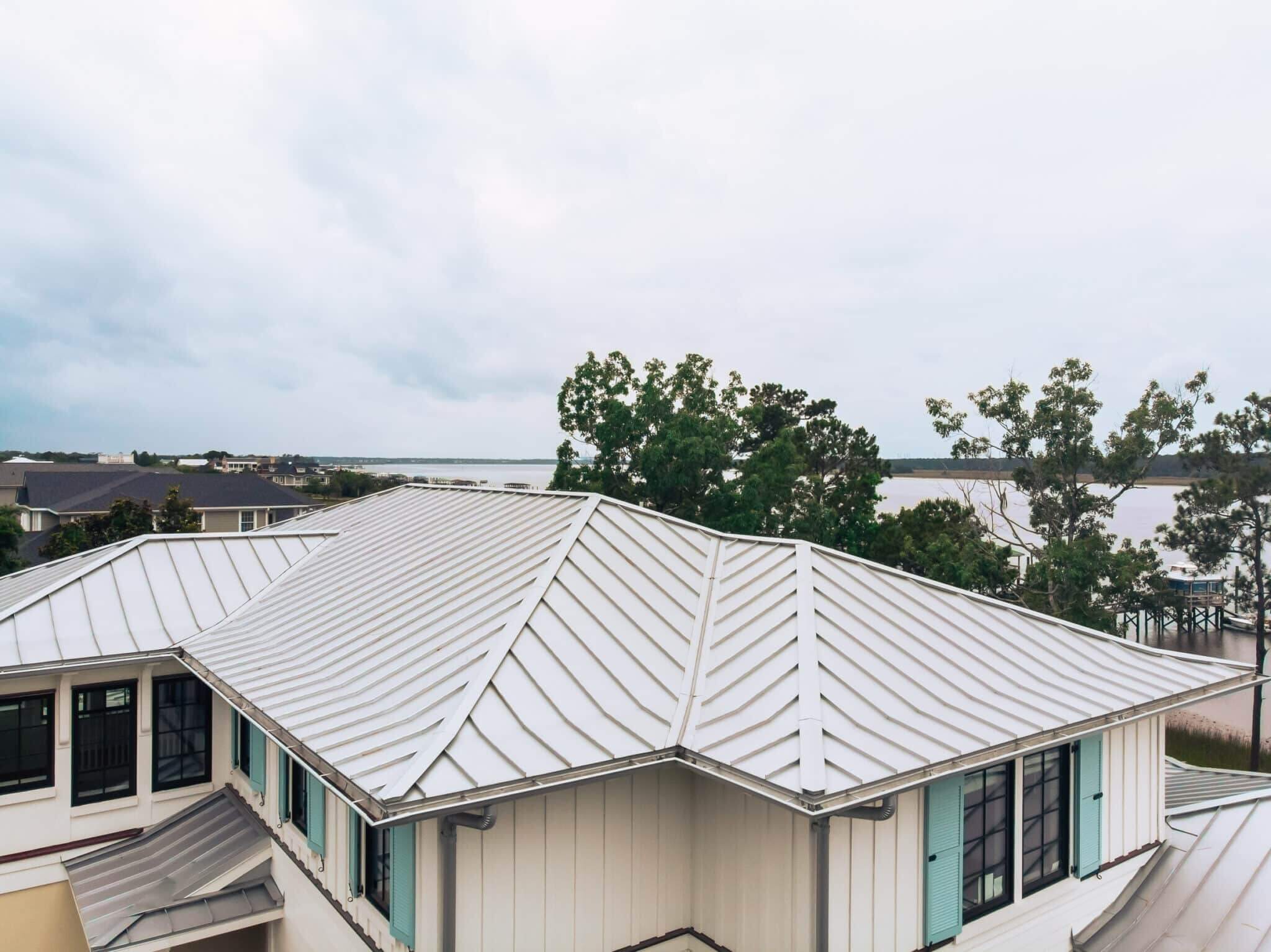 Grey metal roof on a Charleston home