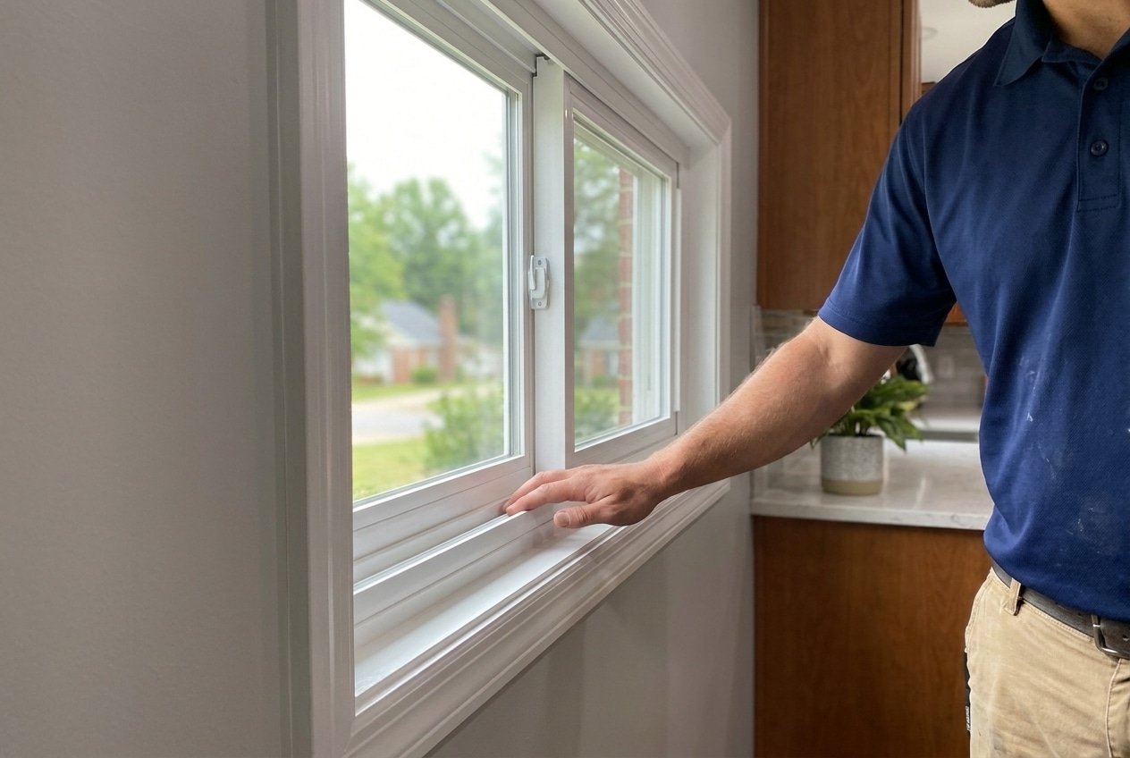 Horizontal slider window in a modern North Carolina home interior