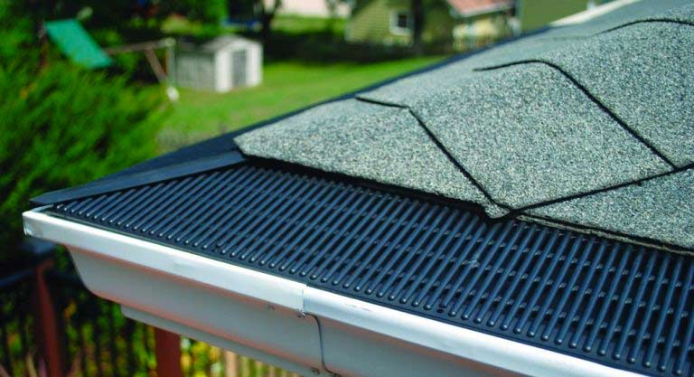 Close up of gutter guards