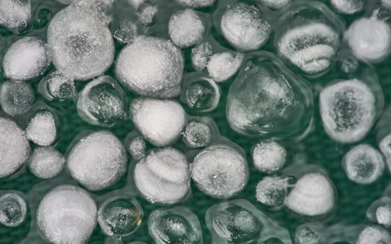 Close up image of melting hail