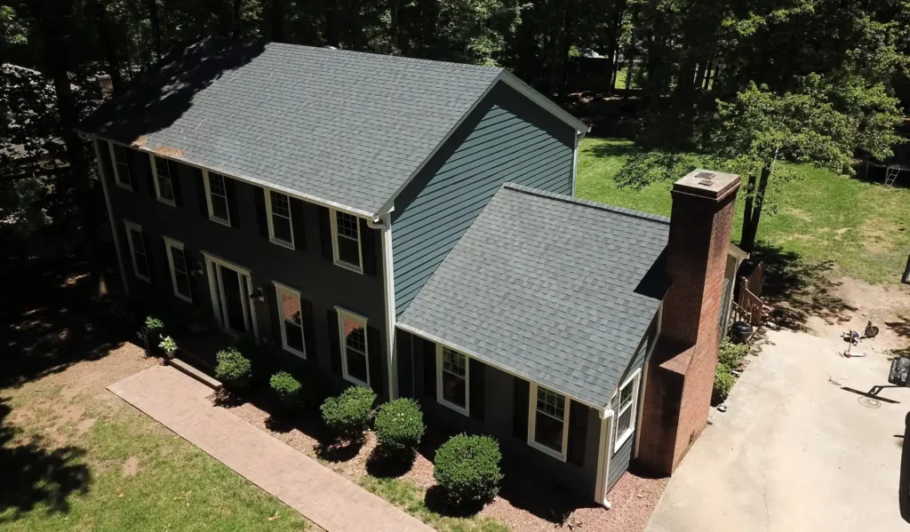 CertainTeed Landmark Moire Black shingles on a home