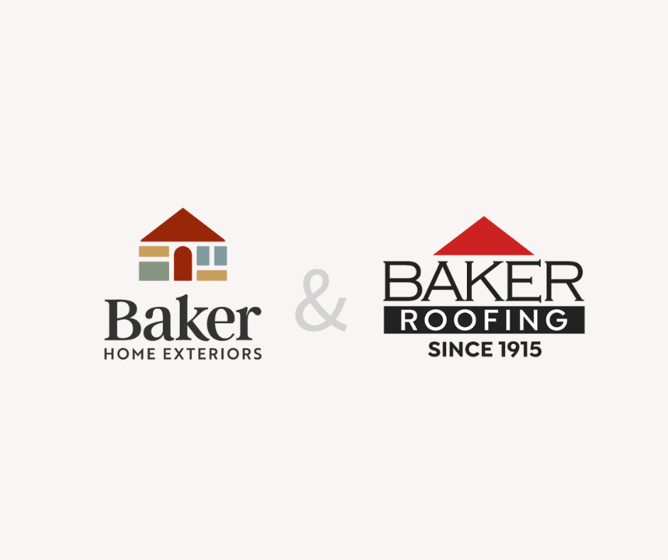 Baker Home Exteriors and Baker Roofing Logos side by side