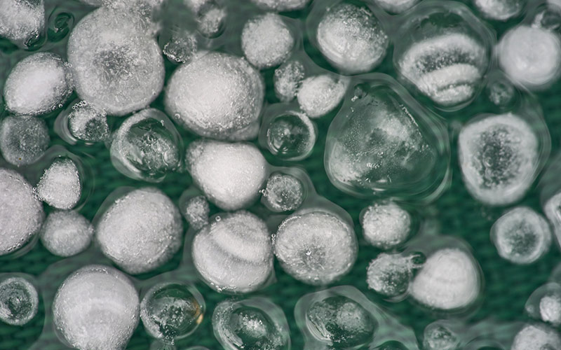 Close up image of melting hail