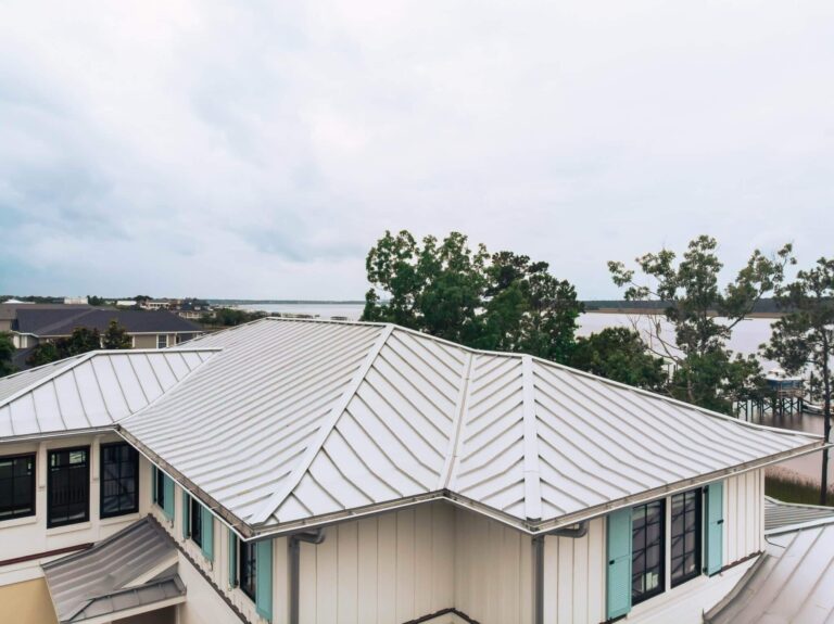 Grey metal roof on Charleston home