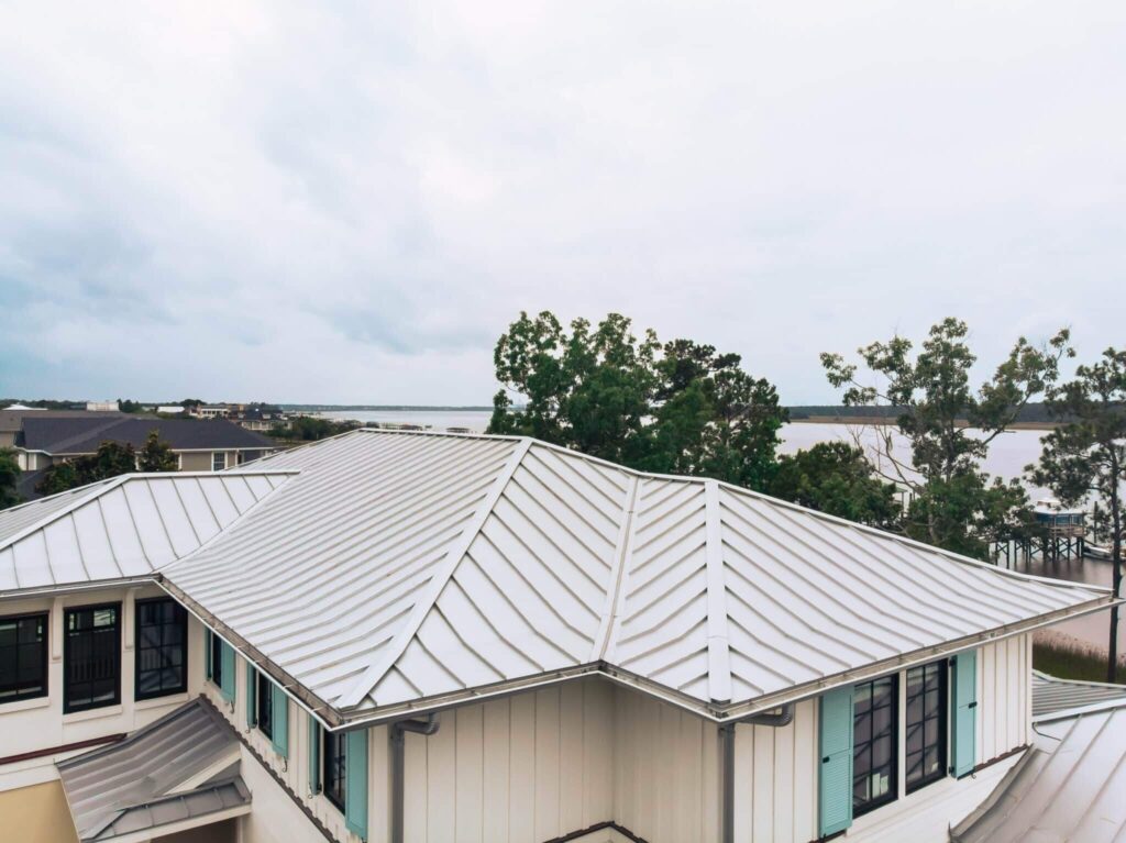 Grey metal roof on Charleston home