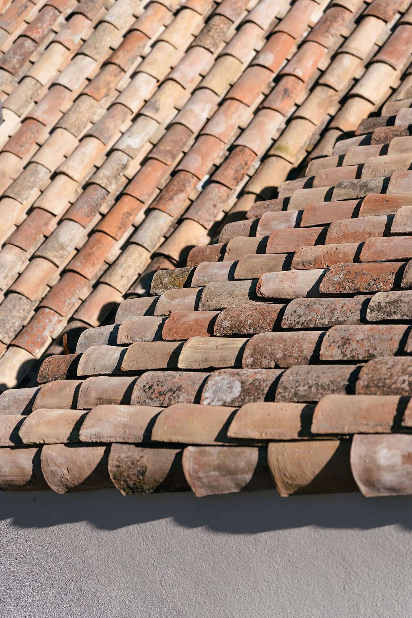 Clay tile at roof corner