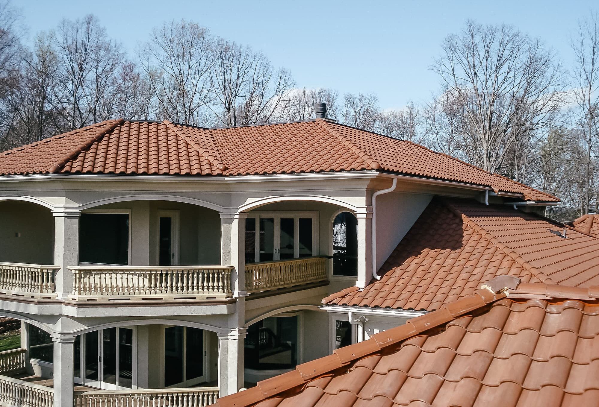 Clay tile roof on Spanish home