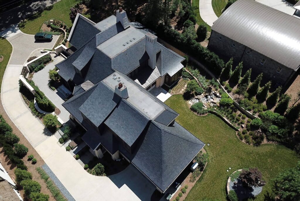 Black slate tiles seen from high above