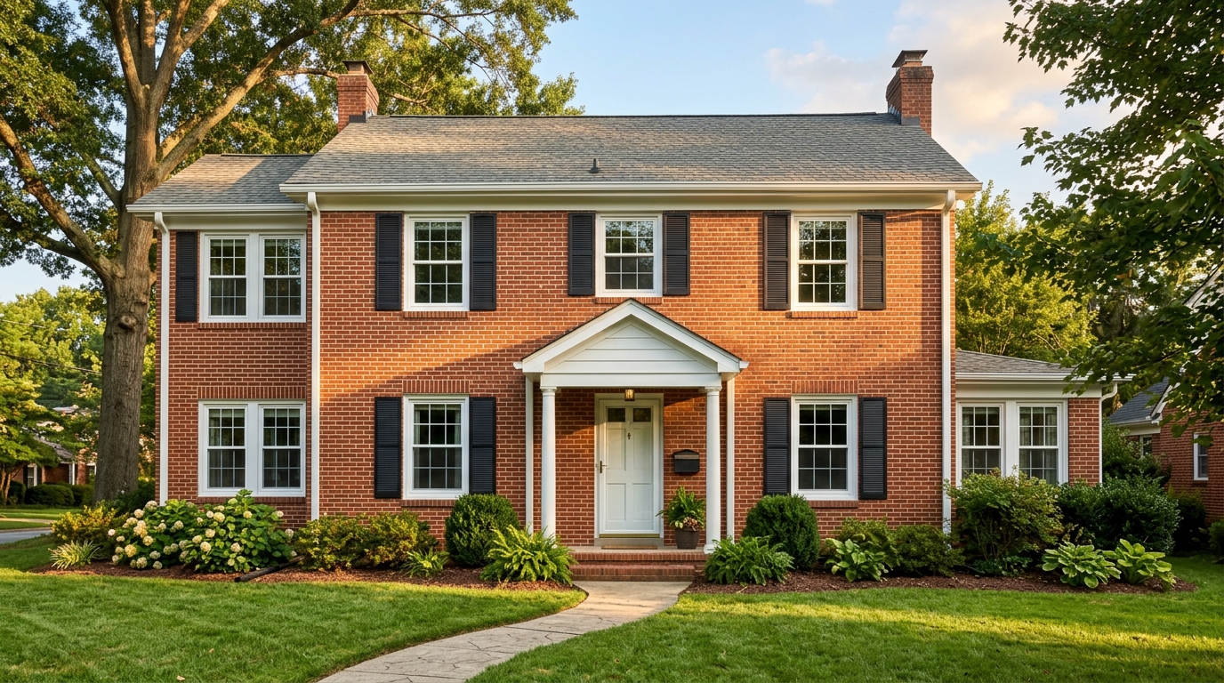 New double-hung windows installed on a brick Raleigh home