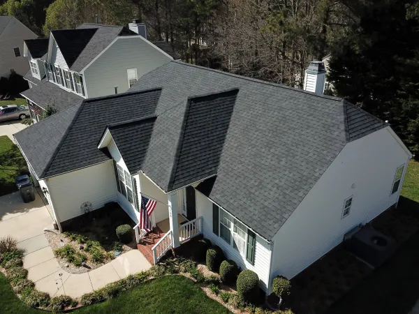 Atlas Pinnacle Pristine Black shingles on a roof replacement by Baker Home Exteriors