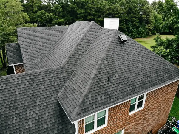 Atlas Pinnacle Pristine Black shingles on a roof replacement by Baker Home Exteriors