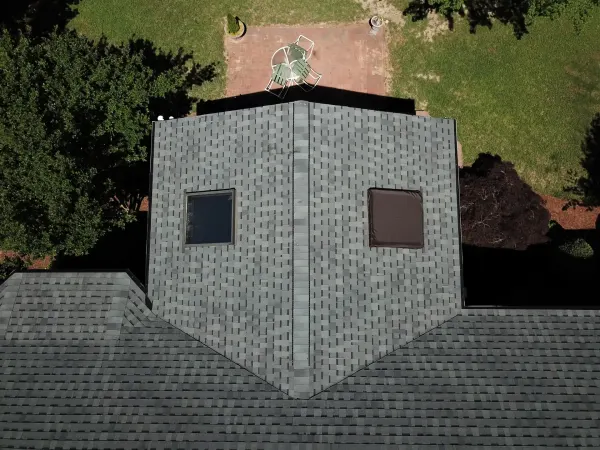Atlas Pinnacle Pristine Hearthstone shingles on a roof replacement by Baker Home Exteriors