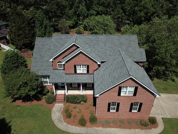 Atlas Pinnacle Pristine Hearthstone shingles on a roof replacement by Baker Home Exteriors