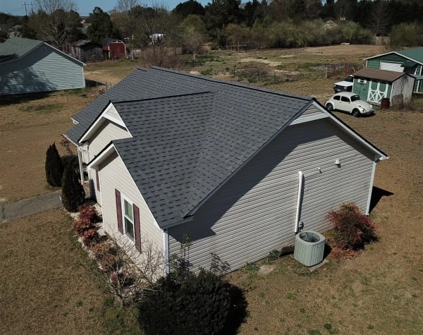 Atlas Pinnacle Pristine Pewter shingles on a roof replacement by Baker Home Exteriors