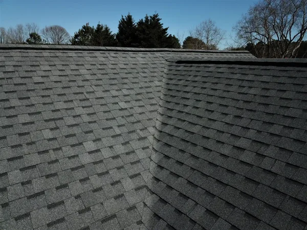 Atlas Pinnacle Pristine Pewter shingles on a roof replacement by Baker Home Exteriors