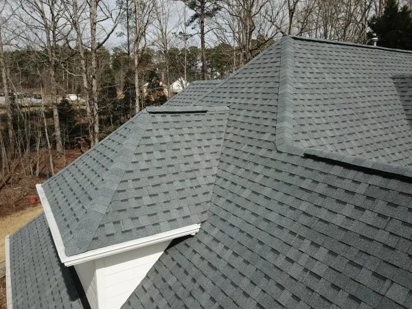 Atlas Pinnacle Pristine Pewter shingles on a roof replacement by Baker Home Exteriors