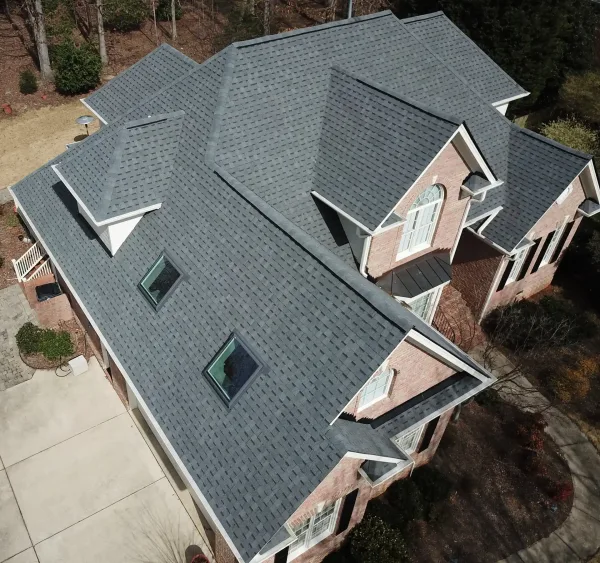 Atlas Pinnacle Pristine Pewter shingles on a roof replacement by Baker Home Exteriors