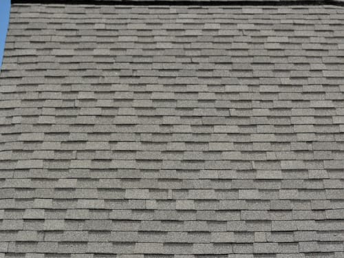 Atlas Pinnacle Pristine Pewter shingle color on a completed roof