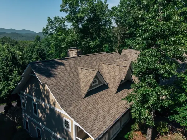 Owens Corning Duration Driftwood shingles on a roof replacement by Baker Home Exteriors