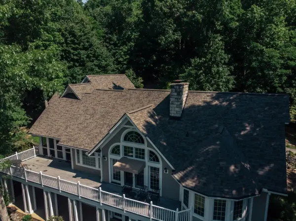 Owens Corning Duration Driftwood shingles on a roof replacement by Baker Home Exteriors