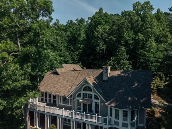 Owens Corning Duration Driftwood shingles on a roof replacement by Baker Home Exteriors