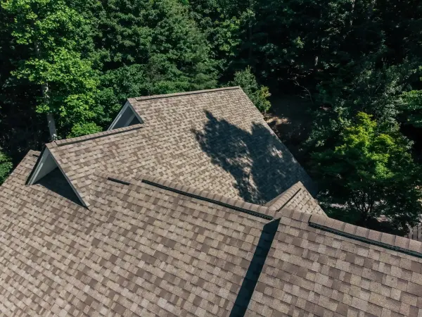 Owens Corning Duration Driftwood shingles on a completed roof replacement