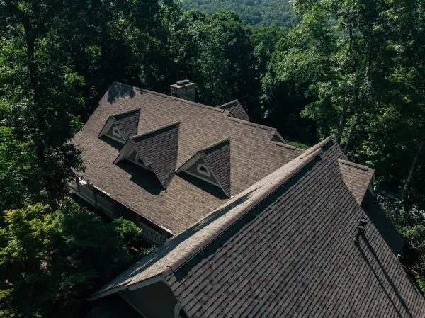 Owens Corning Duration Driftwood shingles on a roof replacement by Baker Home Exteriors