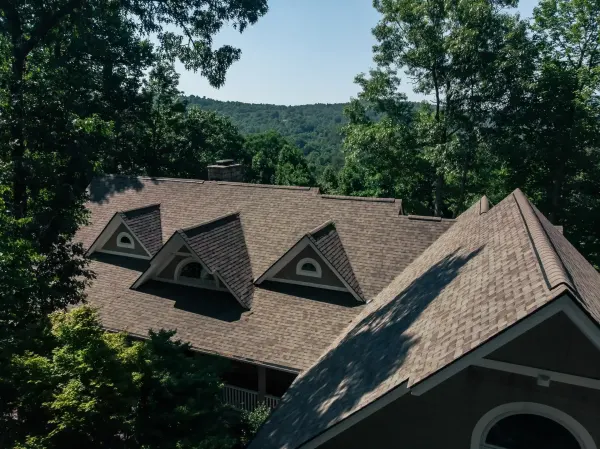 Owens Corning Duration Driftwood shingles on a roof replacement by Baker Home Exteriors