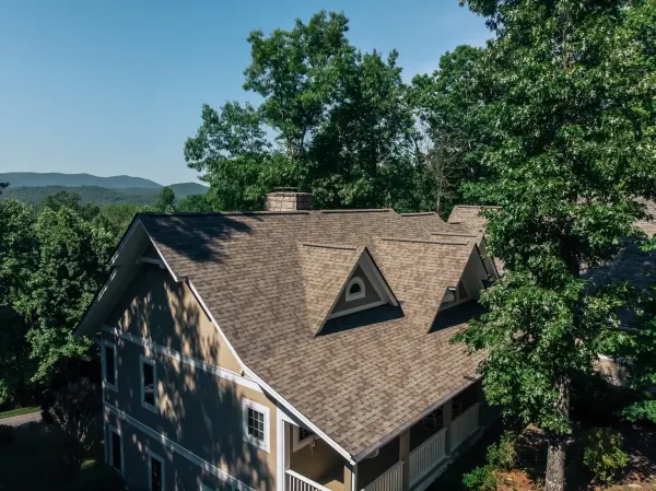 Owens Corning Duration Driftwood shingles on a roof replacement by Baker Home Exteriors