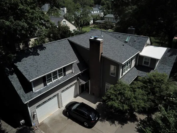 Owens Corning Duration Estate Gray shingles on a roof replacement by Baker Home Exteriors