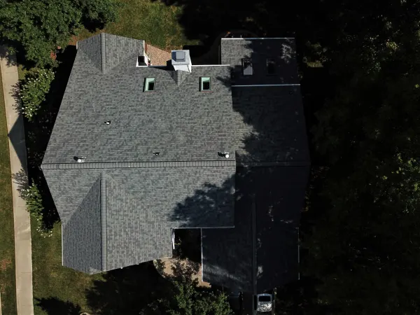 Owens Corning Duration Estate Gray shingles on a roof replacement by Baker Home Exteriors