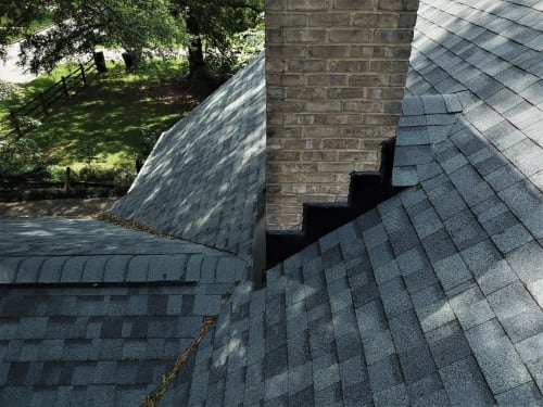 Owens Corning Duration Estate Gray shingles on a completed roof replacement