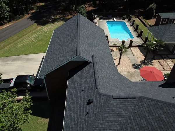 Owens Corning Duration Onyx Black shingles on a roof replacement by Baker Home Exteriors