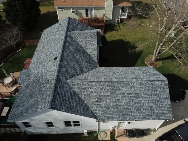 Owens Corning Duration Pacific Wave shingles on a roof replacement by Baker Home Exteriors
