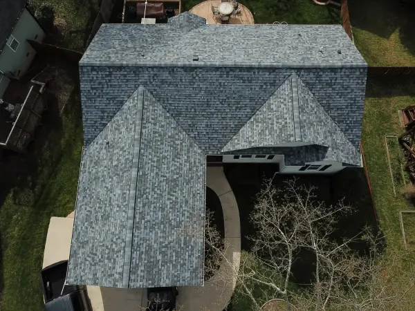 Owens Corning Duration Pacific Wave shingles on a roof replacement by Baker Home Exteriors