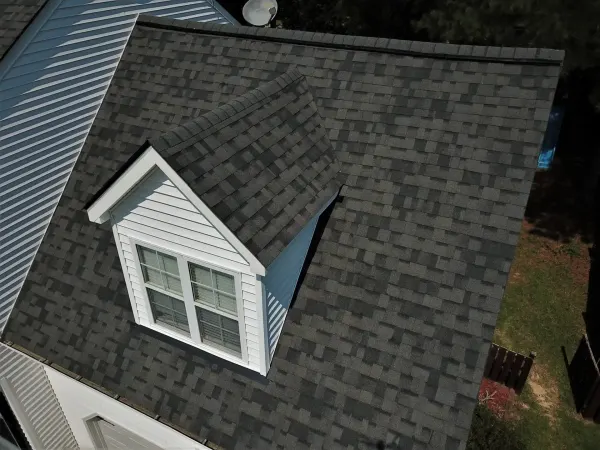 Owens Corning Duration Williamsburg Gray shingles on a roof replacement by Baker Home Exteriors
