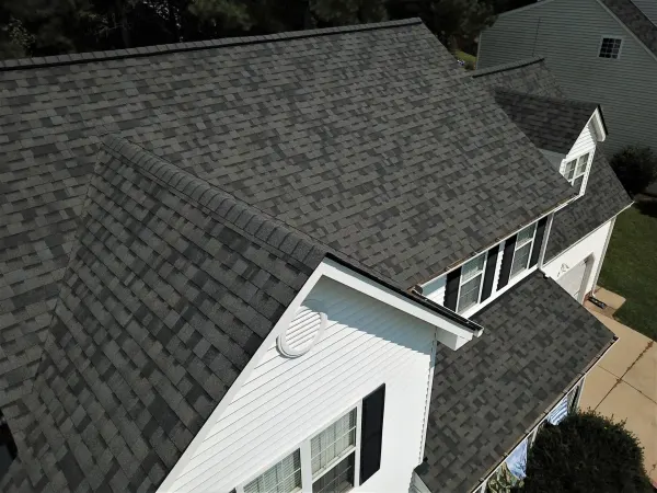 Owens Corning Duration Williamsburg Gray shingles on a roof replacement by Baker Home Exteriors