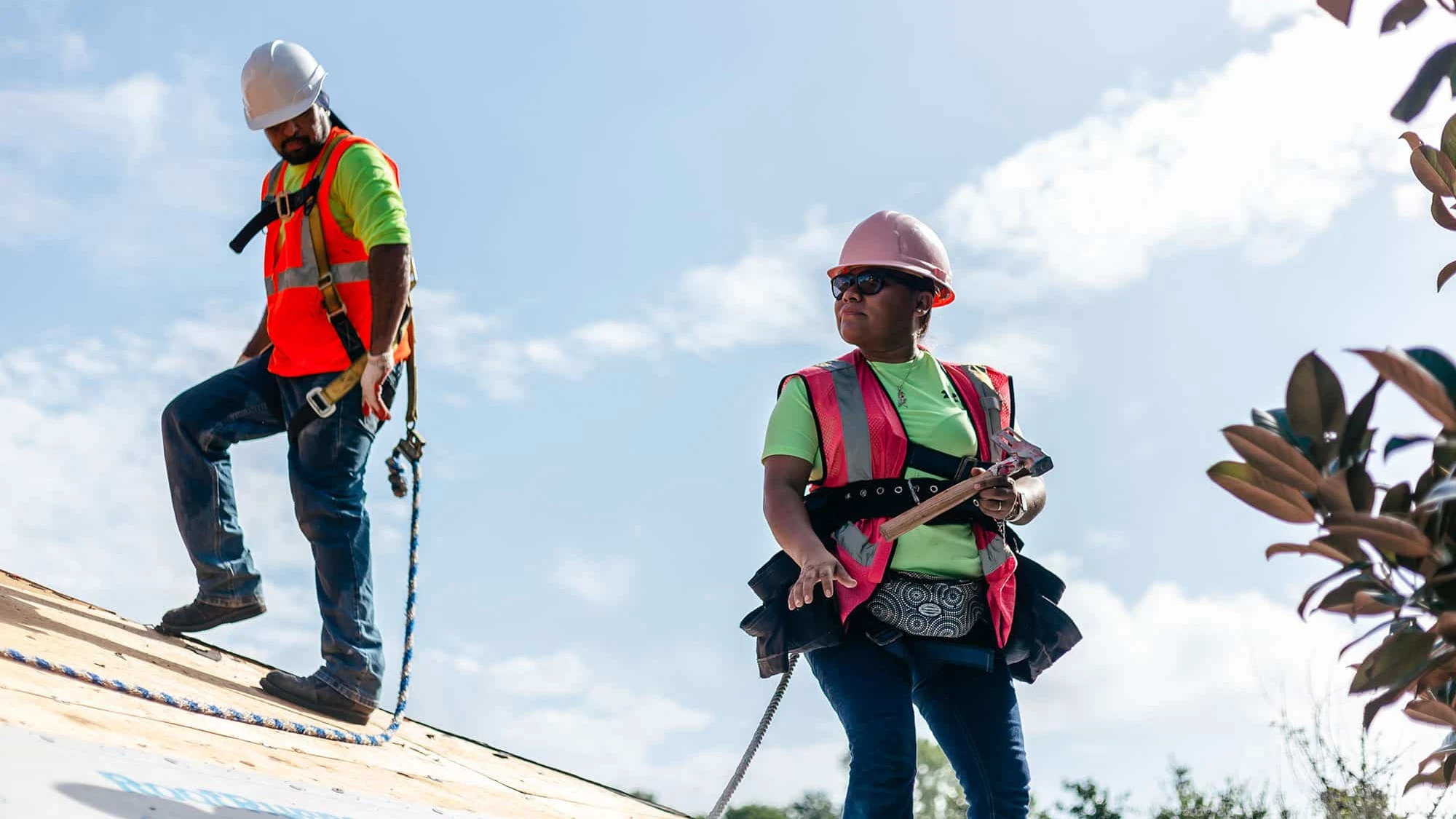 A Baker Home Exteriors crew at work on a Carolina residential re-roof