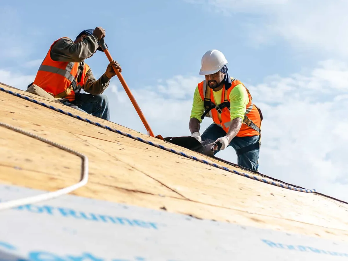 A Baker Home Exteriors crew on a residential re-roof in the Carolinas