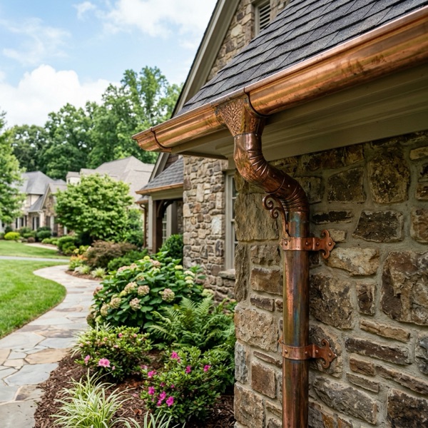 Copper Gutters installed by Baker Home Exteriors