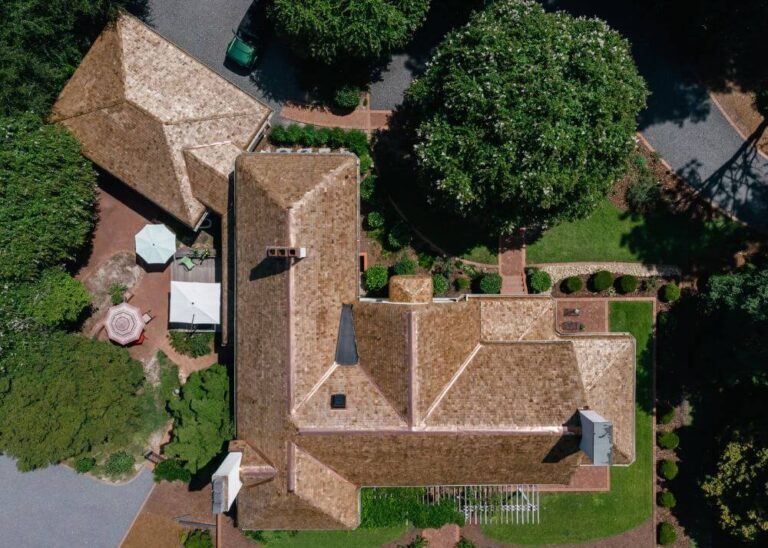 Aerial view of cedar shingle roof