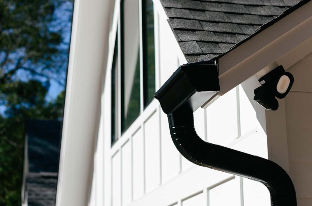 Black gutter downspout