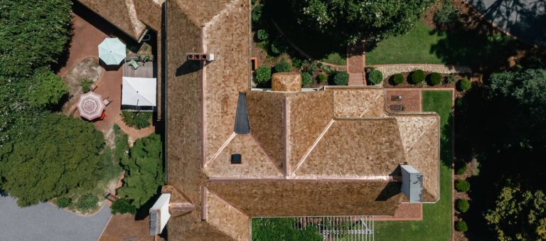 Aerial photo of cedar roof