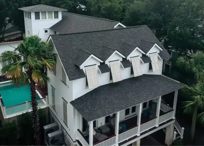 New shingle roof replacement on Charleston home
