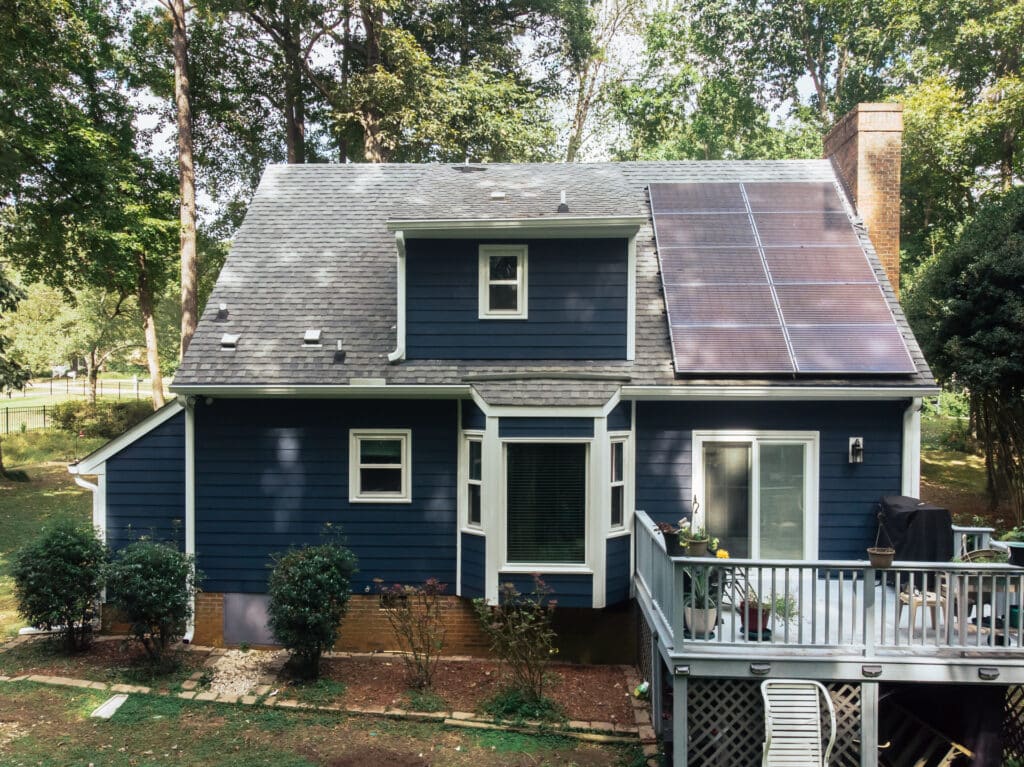 Blue James Hardie siding replacement