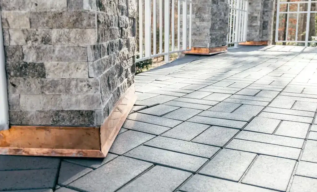 Grey roofing paver close up