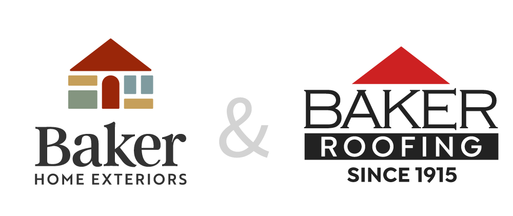 Baker Home Exteriors and Baker Roofing Logos side by side
