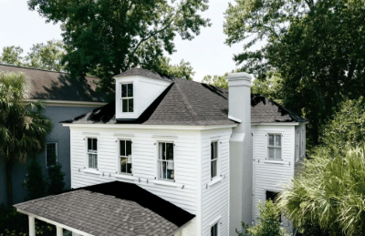 White siding on coastal home