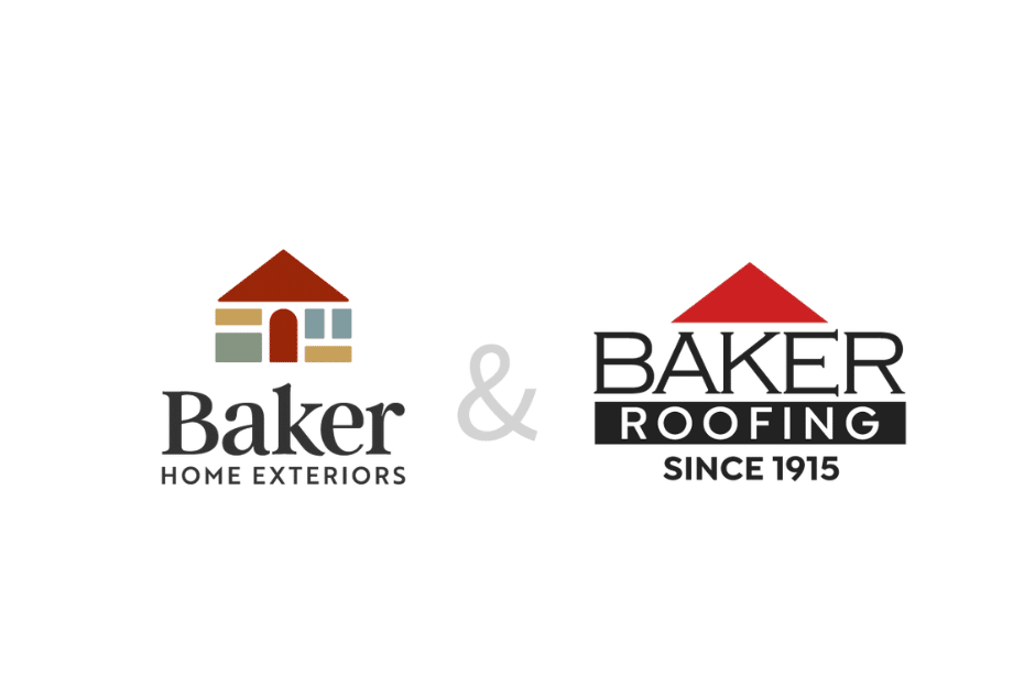 Baker Home Exteriors and Baker Roofing Logos side by side