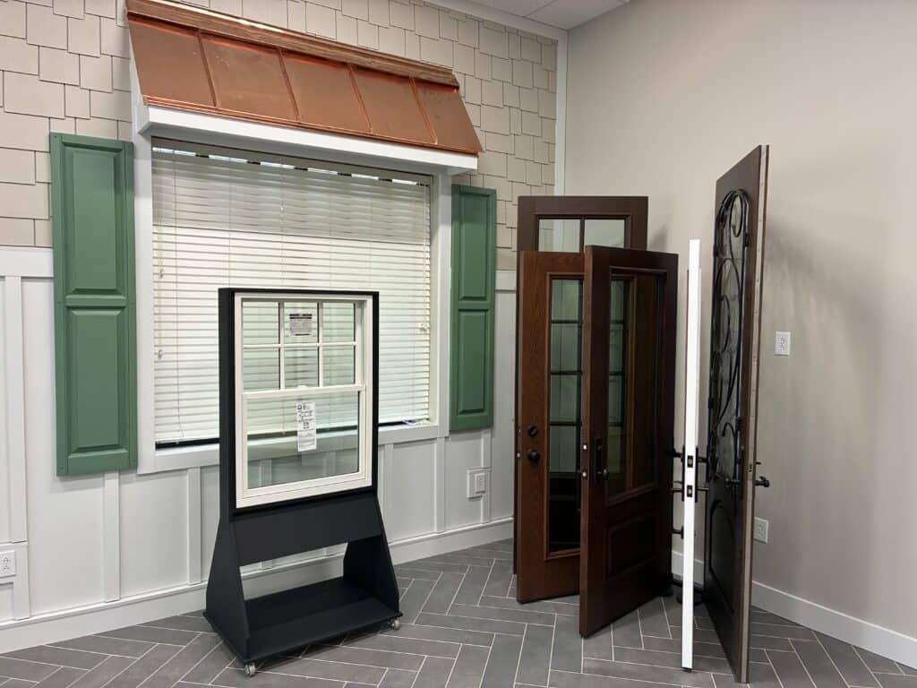 Window and door display in Baker Home Exteriors showroom